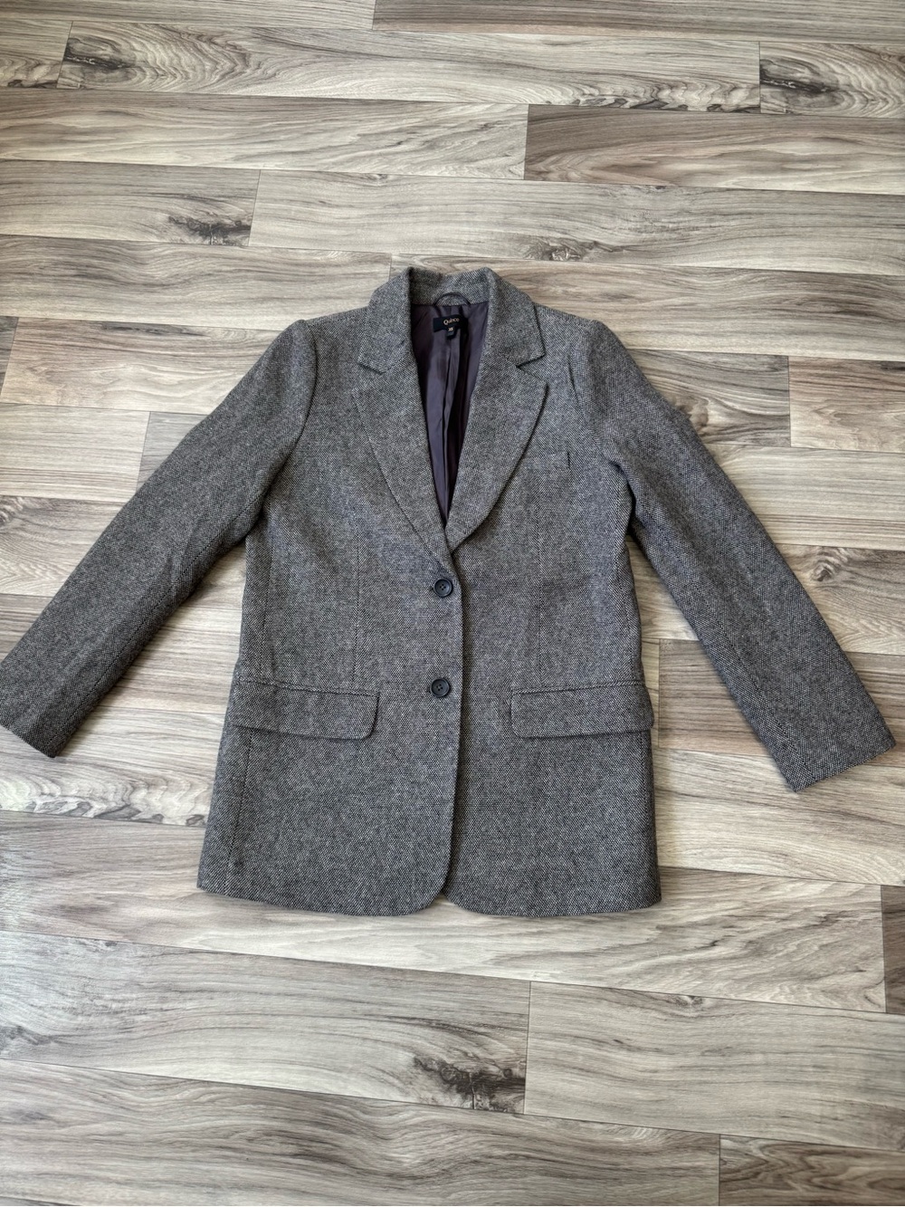 Quince Italian Wool Oversized Blazer in Textured Brown Size Extra Small